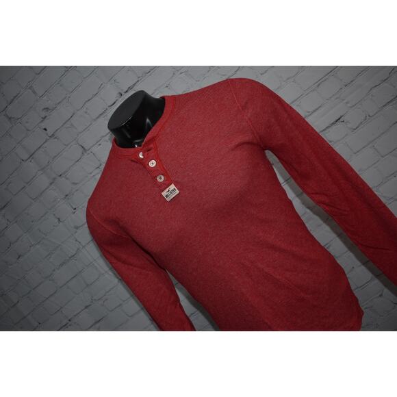Hollister Henley Shirt Mens Size Medium Cotton Polyester Blend Red - Picture 6 of 6